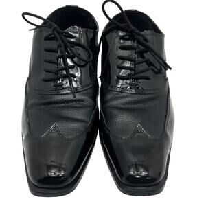 Frederico Leone Manhattan Black Upper Tuxedo Toe Oxford Mens 12W Dress Shoes